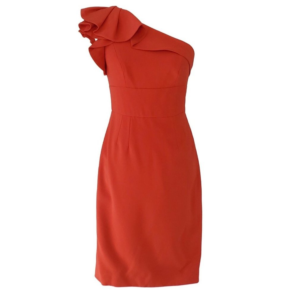 NEW! Carmen Marc Valvo Party Club Formal Cocktail Dress Red Pink Off Shoulder 2
